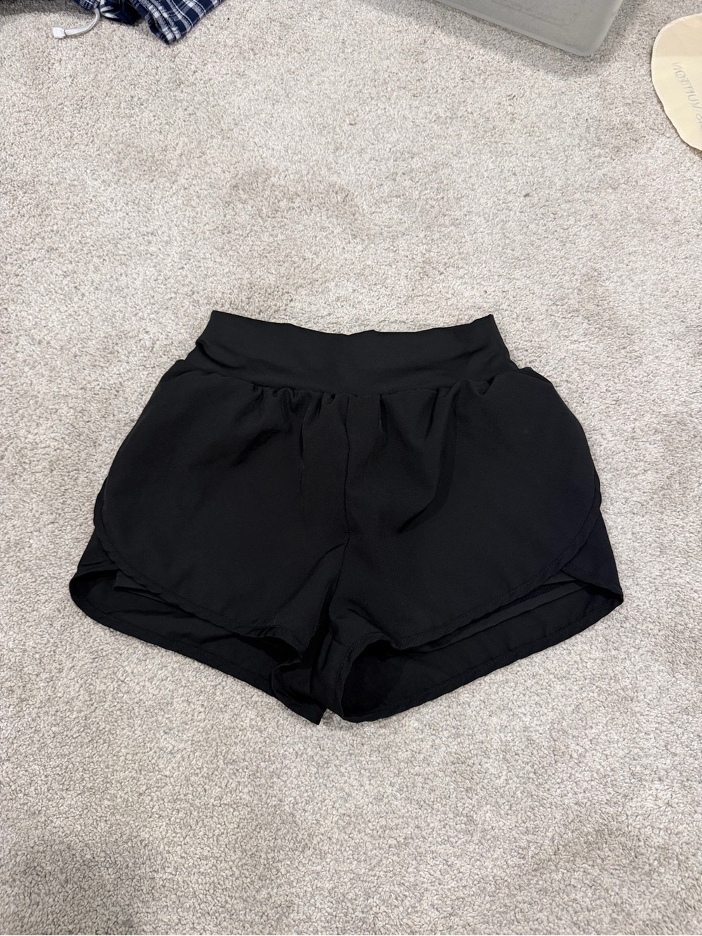 Women’s Black High-Waisted Crossover Flowy Running Shorts